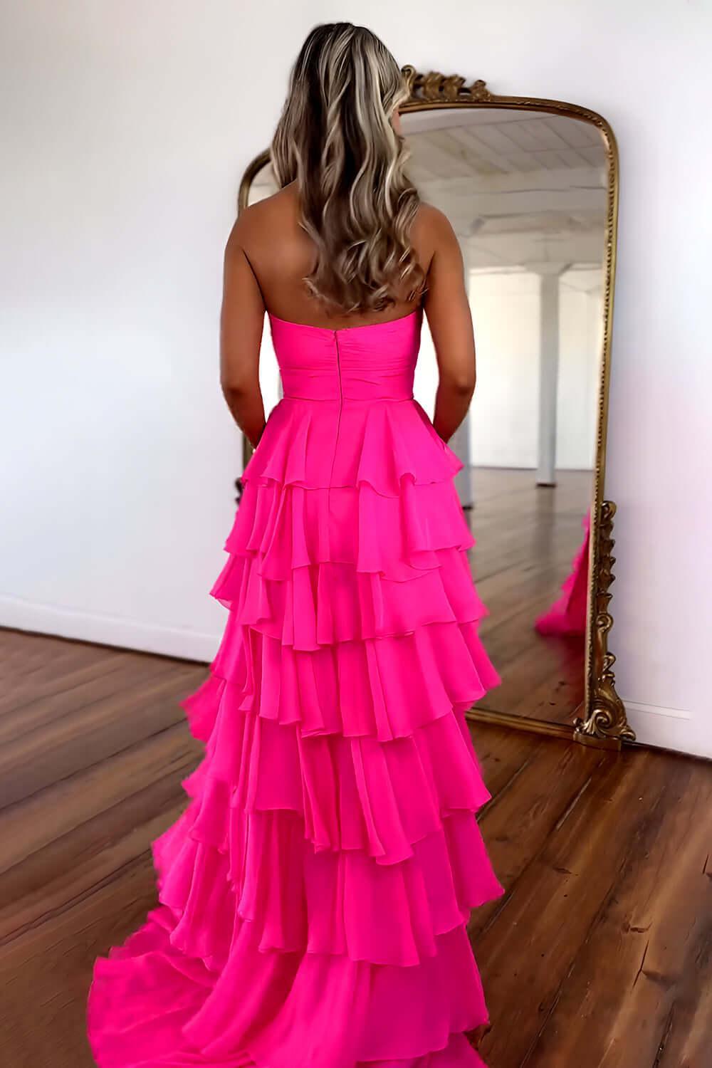 Black Prom Dress White Prom Dress Sweetheart Ruffled Long Formal Dress With Slit