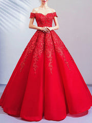 Romantic Plus Size Ball Gown Wedding Dresses Off Shoulder Lace Cap Sleeve Bridal Gowns Online