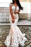 Romantic Sleeveless Lace Mermaid Wedding Dress Long