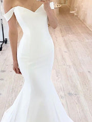 Romantic Sweerthear Mermaid Wedding Dress Off Shoulder Sleeveless Bridal Gowns On Sale