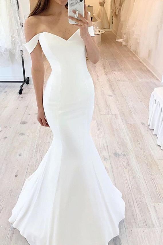 Romantic Sweerthear Mermaid Wedding Dress Off Shoulder Sleeveless Bridal Gowns On Sale