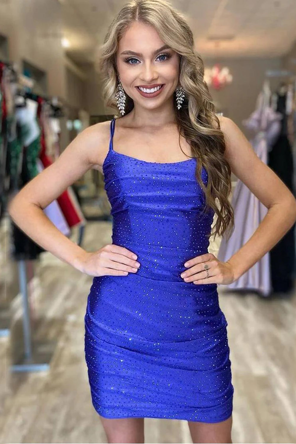 Rose Pink Homecoming Dresses Lace Up Tight Prom Dress