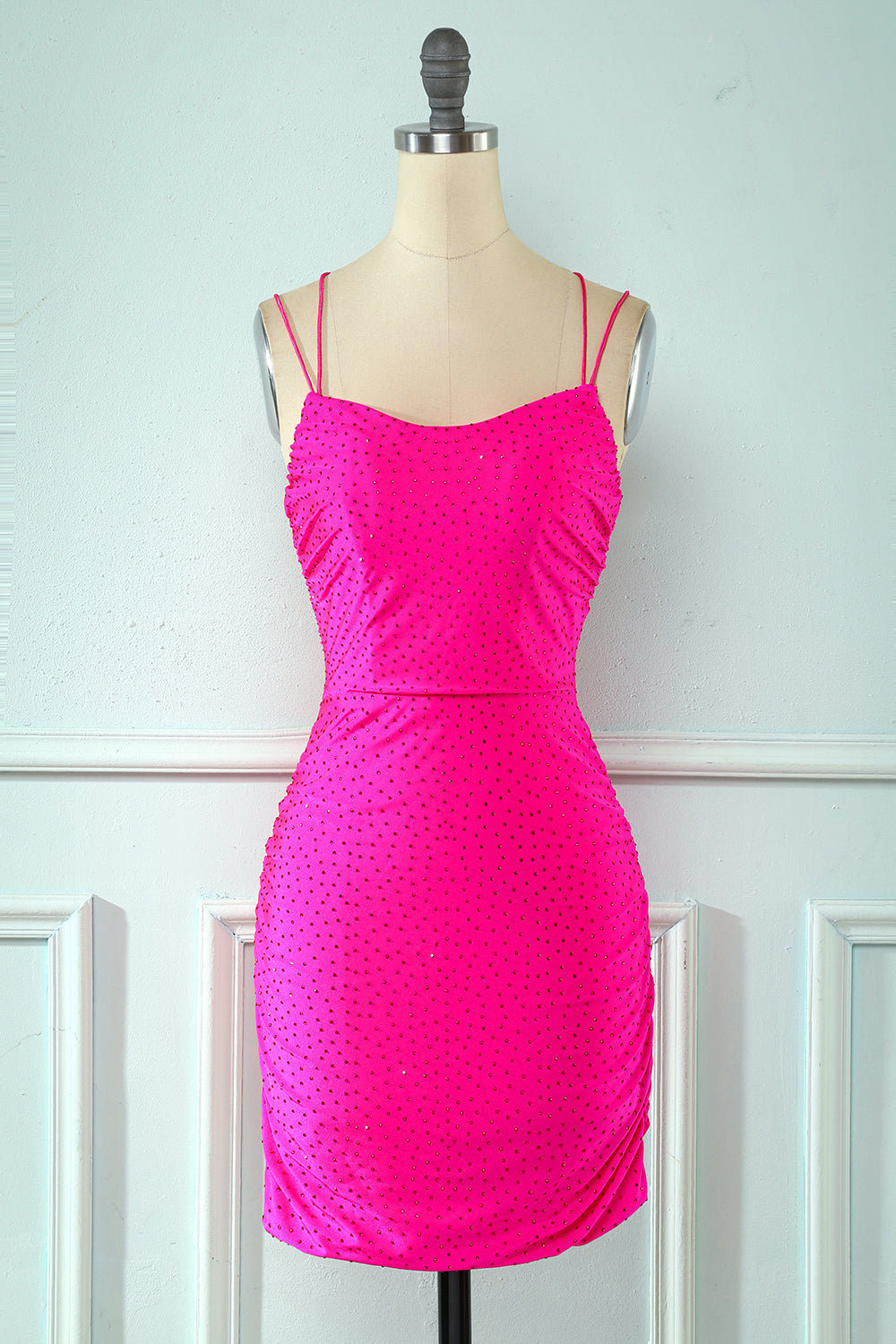 Rose Pink Homecoming Dresses Lace Up Tight Prom Dress