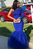 Royal Blue Appliques Mermaid Prom Dress | Elegant One-Shoulder Evening Gown BC1526