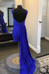 Royal Blue Homecoming Dress Tight Short Prom Dress With Beadings