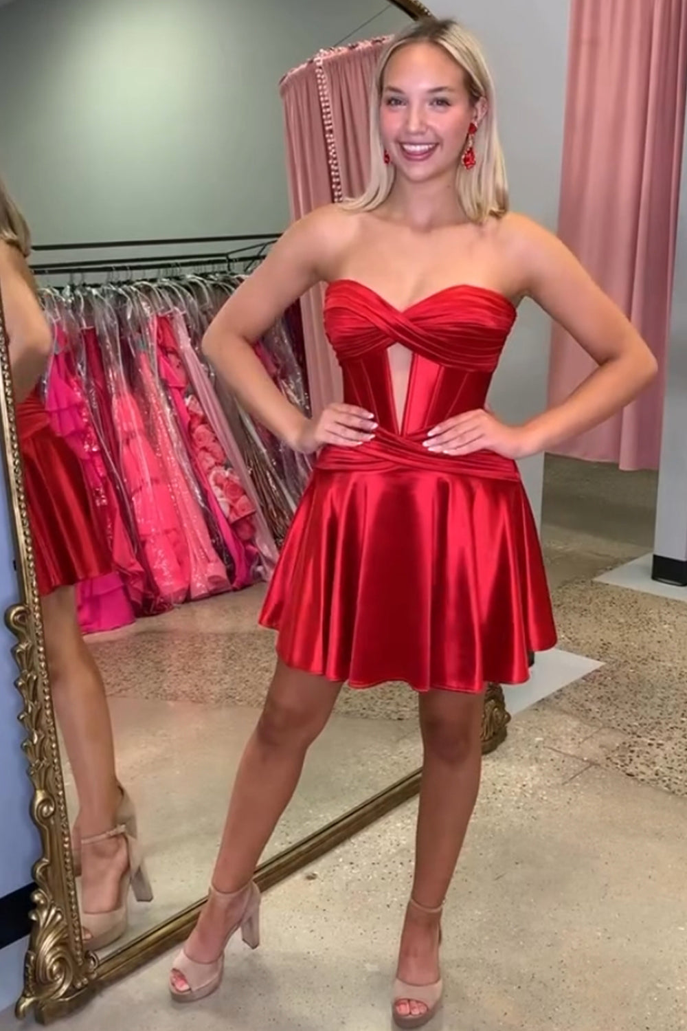 Royal Blue Homecoming Dresses A Line Strapless Corset Short Cocktail Dresses with keyhole