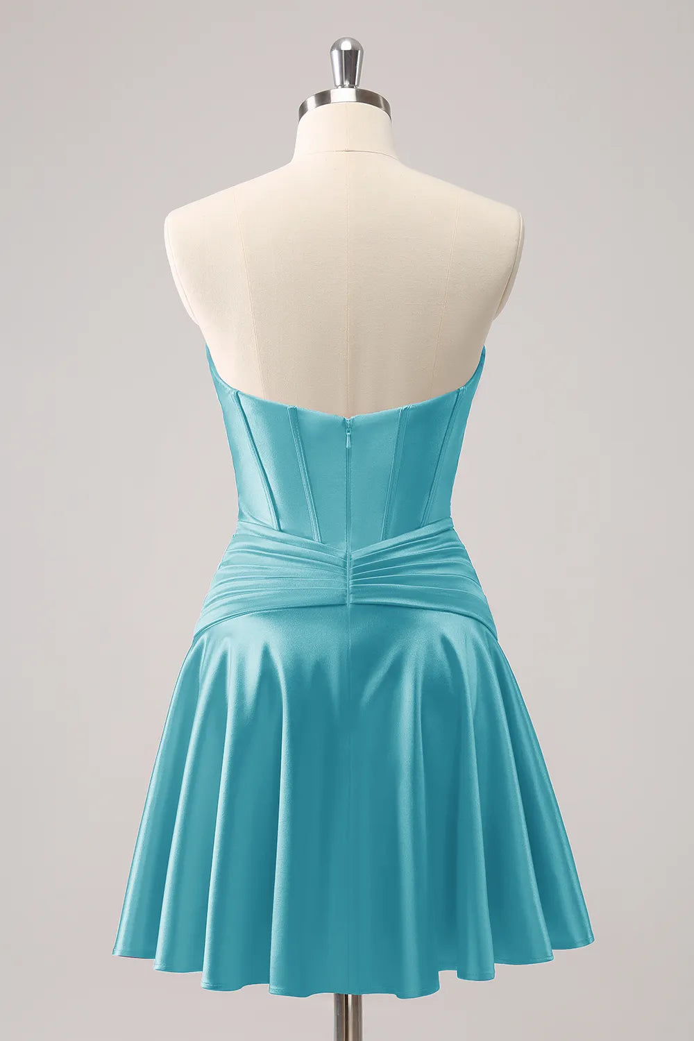 Royal Blue Homecoming Dresses A Line Strapless Corset Short Cocktail Dresses with keyhole