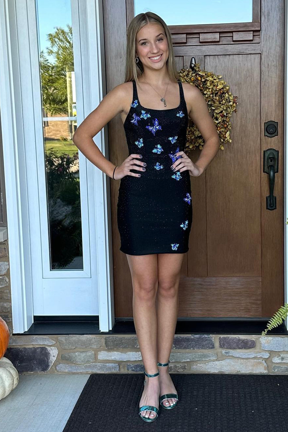 Royal Blue Homecoming Dresses Beaded Butterflies Tight Short Cocktail Dresses