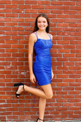 Royal Blue Homecoming Dresses Beaded Tight Short Cocktail Dresses