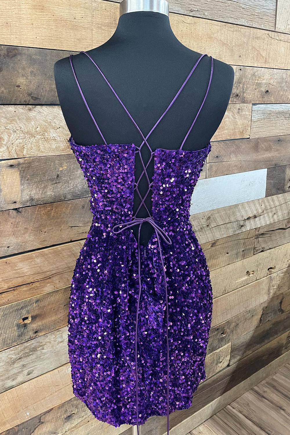 Royal Blue Homecoming Dresses Criss-Cross Straps Sequin Tight Short Hoco Dress