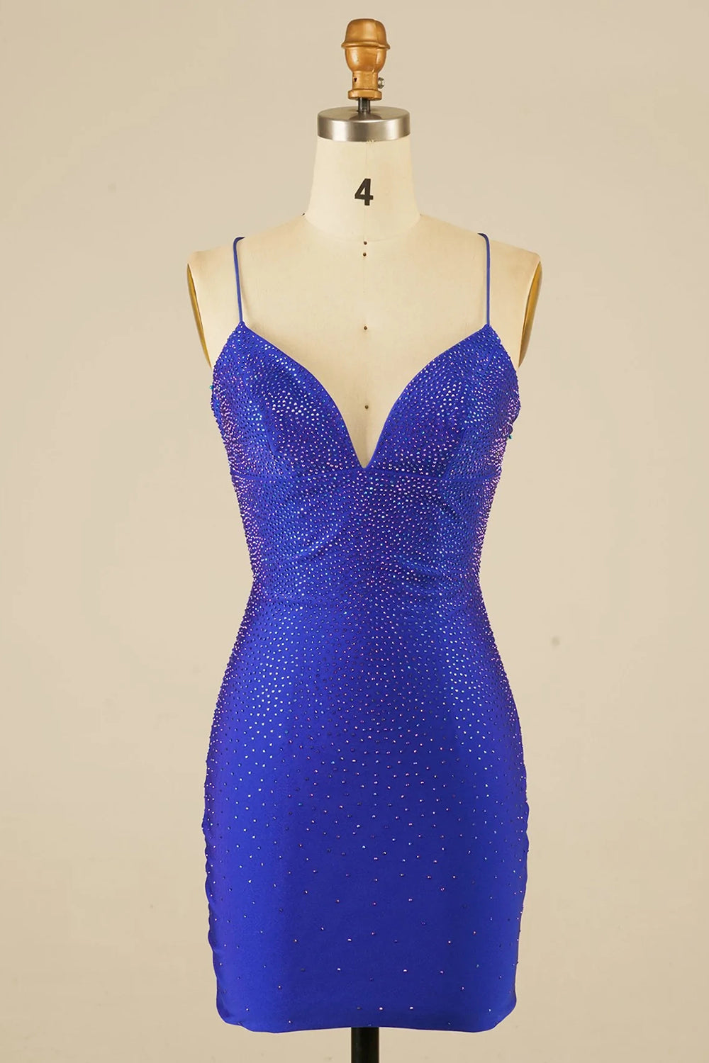 Royal Blue Homecoming Dresses Halter Beaded Tight Short Cocktail Dresses