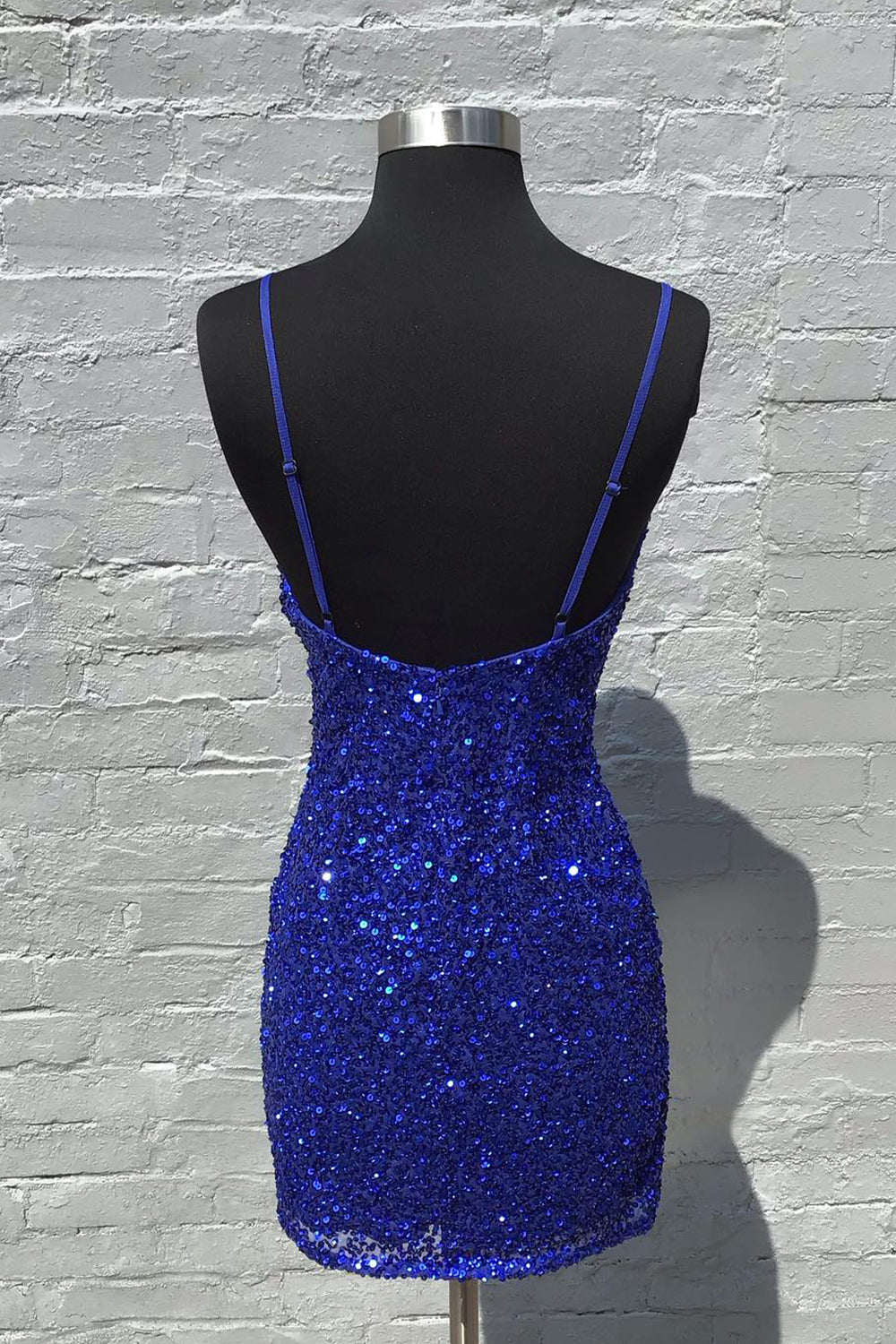 Royal Blue Homecoming Dresses Ruched Tight Short Sequin Prom Dress