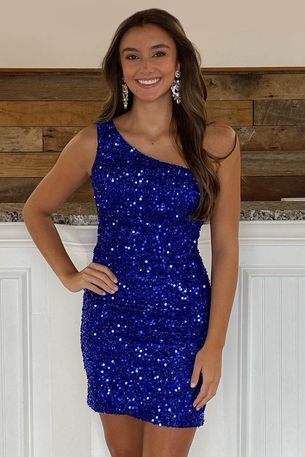 Royal Blue Homecoming Dresses Sequin Tight Short Hoco Dress