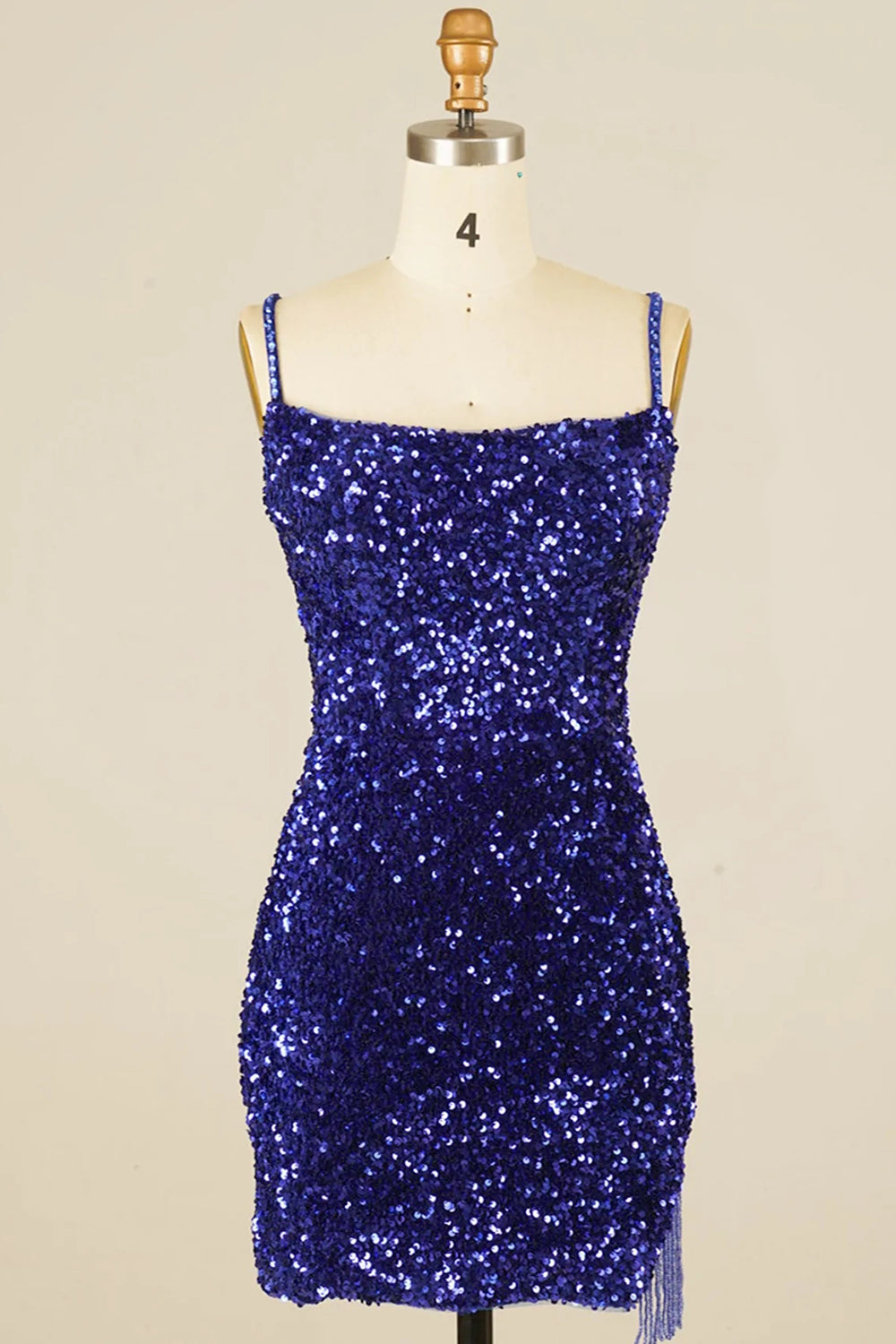 Royal Blue Homecoming Dresses Sequined Tight Prom Dress with Fringes