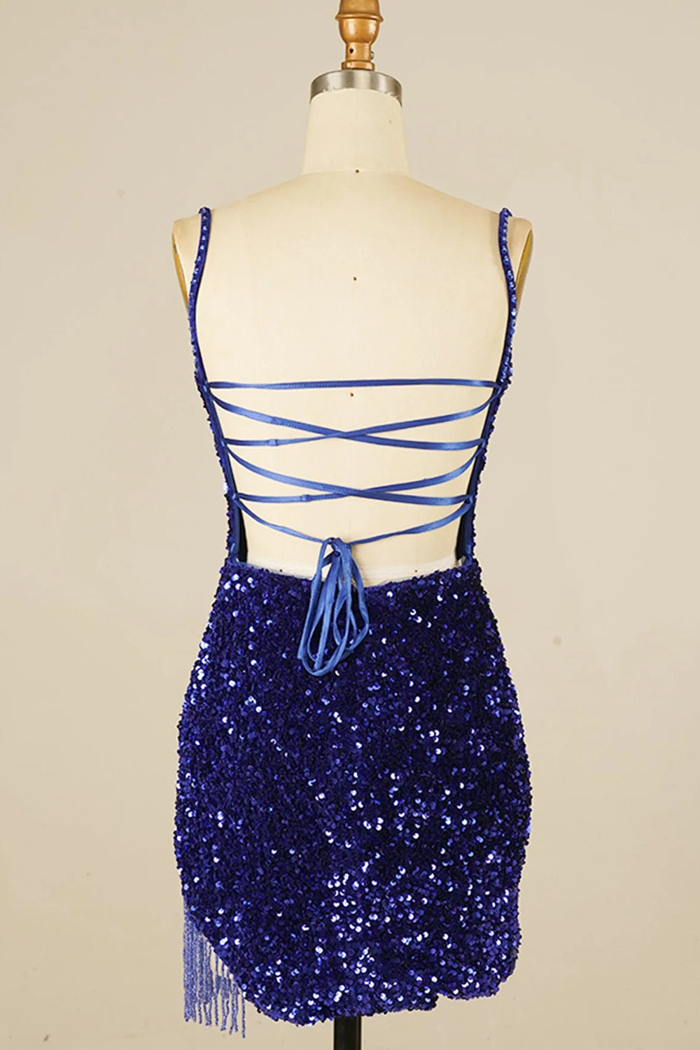 Royal Blue Homecoming Dresses Sequined Tight Prom Dress with Fringes
