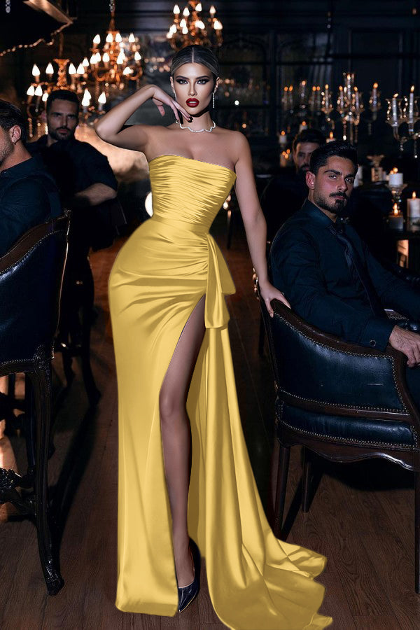 Royal Blue Long Simple Split Mermaid Prom Dresses