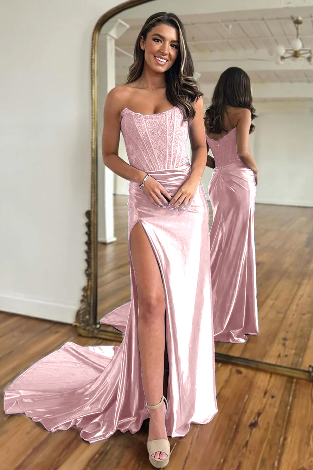 Royal Blue Prom Dress Lace Mermaid Corset Long Formal Dress With Slit