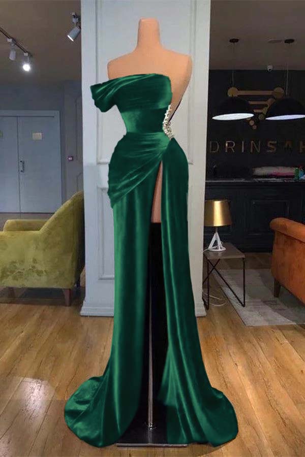 Royal Blue Prom Dress Velvet Strapless Mermaid Evening Formal Dress With Beadings