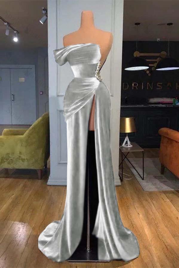 Royal Blue Prom Dress Velvet Strapless Mermaid Evening Formal Dress With Beadings