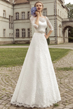 Royal Full Lace Bridal Gowns Half Sleeve A-line Wedding Dress with Crystal Sash VK036