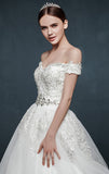 Royal Off the Shoulder Princess Ball Gown Wedding Dresses Lace Up Romantic Palace Custom Made Bridal Dresses