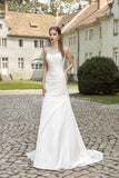 Ruffles Sheer Court Train Wedding Dress Beadings Crystal Bridal Dress