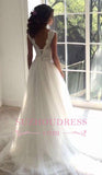 Sash Open Back Sleeveless Bride Dress A-line Simple Lace Summer Beach Wedding Dresses