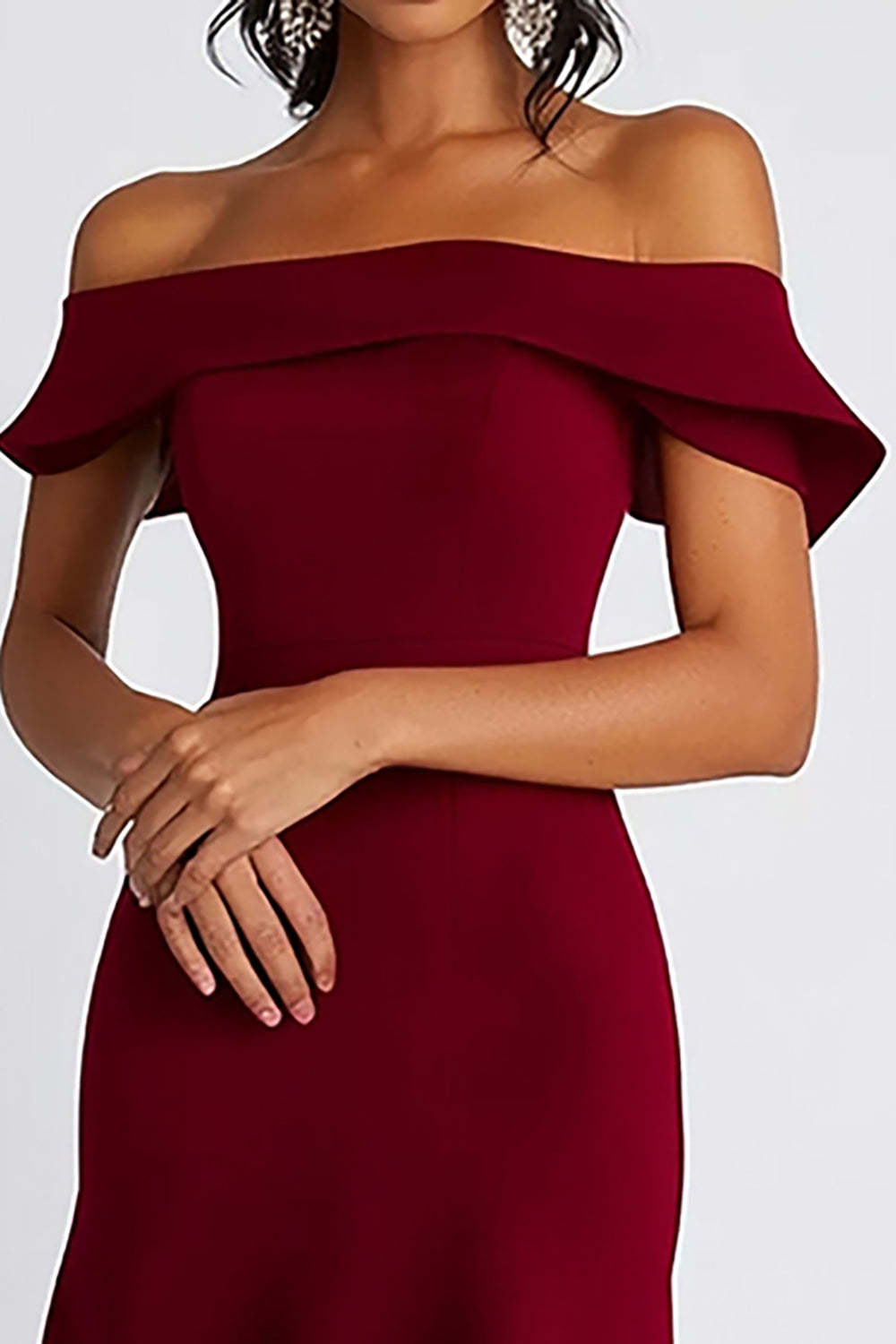 white christmas dresses Burgundy Bridesmaid Dresses,Knee Length Bridesmaid Dress,Short Mother Dress,BD00242, US16W / Burgundy main image 1