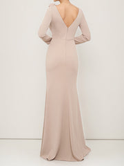 Scoop Neck Sheath Column Dress for Mother of the Bride & Groom Featuring 3D Floral Details