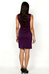 Scoop Purple Wedding Guest Dress Sleeveless Sheath Short Formal Dress