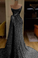 Sequin Strapless Sleeveless Long Mermaid Evening Formal Dress With Split