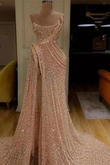 Sequin Strapless Sleeveless Long Mermaid Evening Formal Dress With Split