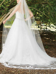 Sexy A-Line Wedding Dress Sweetheart Lace Sleeveless Bridal Gowns in Color Court Train