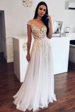 Sexy A-line Appliques Sheer Tulle Wedding Dress Sleeveless Pleated Bridal Gowns Online