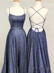 Sexy A-line Spaghetti Straps Ruffles Prom Dress with Slit On Sale
