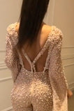 Sexy Beads Sequins Open Back Evening Dresses Luxury | Long Sleeves Jumpsuits Prom Dresses