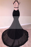 Sexy Black Open Back Lace Prom Dresses | Sleeveless See Through Tulle Evening Gown