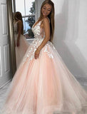 Sexy Deep-V-Neck Tulle Lace Prom Dress On Sale
