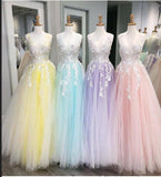 Sexy Deep-V-Neck Tulle Lace Prom Dress On Sale