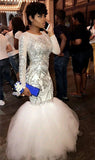 Sexy Long Sleeves Mermaid Sequins Prom Dresses
