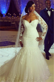 Sexy Mermaid Lace long Sleeve Plus Size Wedding Dress High Quality Bridal Gowns