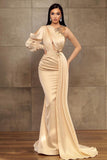Sexy Mermaid One-Shoulder Charmeuse Prom Dress with Beadings Online