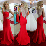 Sexy Mermaid Prom Dress Red Beading Evening Dress