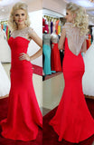 Sexy Mermaid Prom Dress Red Beading Evening Dress