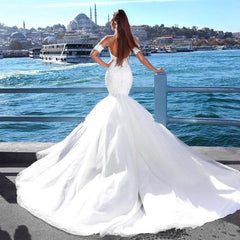 Sexy Mermaid Sweetheart Wedding Dresses | Lace Open Back Bridal Gowns