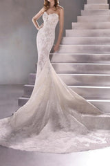 Sexy Mermaid Wedding Dresses Sweetheart Lace Sleeveless Bridal Gowns Plus Size Sweep Train