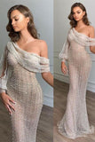 Sexy One Shoulder See-Through Sequins Mermaid Sheath Dresses