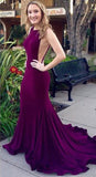 Sexy Open Back Evening Dresses Mermaid Cutaway Prom Dress with Long Train CE097