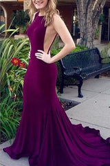 Sexy Open Back Evening Dresses Mermaid Cutaway Prom Dress with Long Train CE097