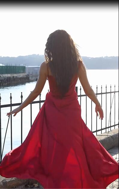 Sexy Red Long Sequined Split Front Mermaid Prom Dress